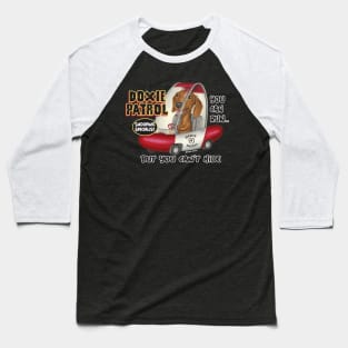 fun cute fur baby doxie dog with Dachshund Driving classic car Baseball T-Shirt